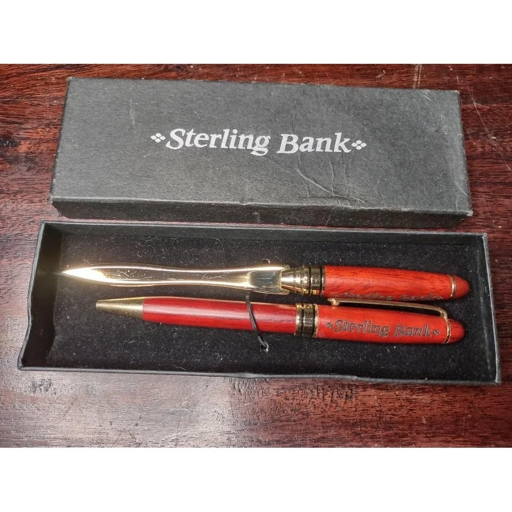 Vintage Sterling Bank Pen & Letter Opener Set – Elegant Desk Accessory,...